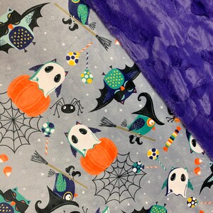 Handmade Luxury MINKY Blanket, Minky Blanket, Boo Whoo Halloween Owl Print Blanket, Cuddle & Luxe Cuddle Blanket