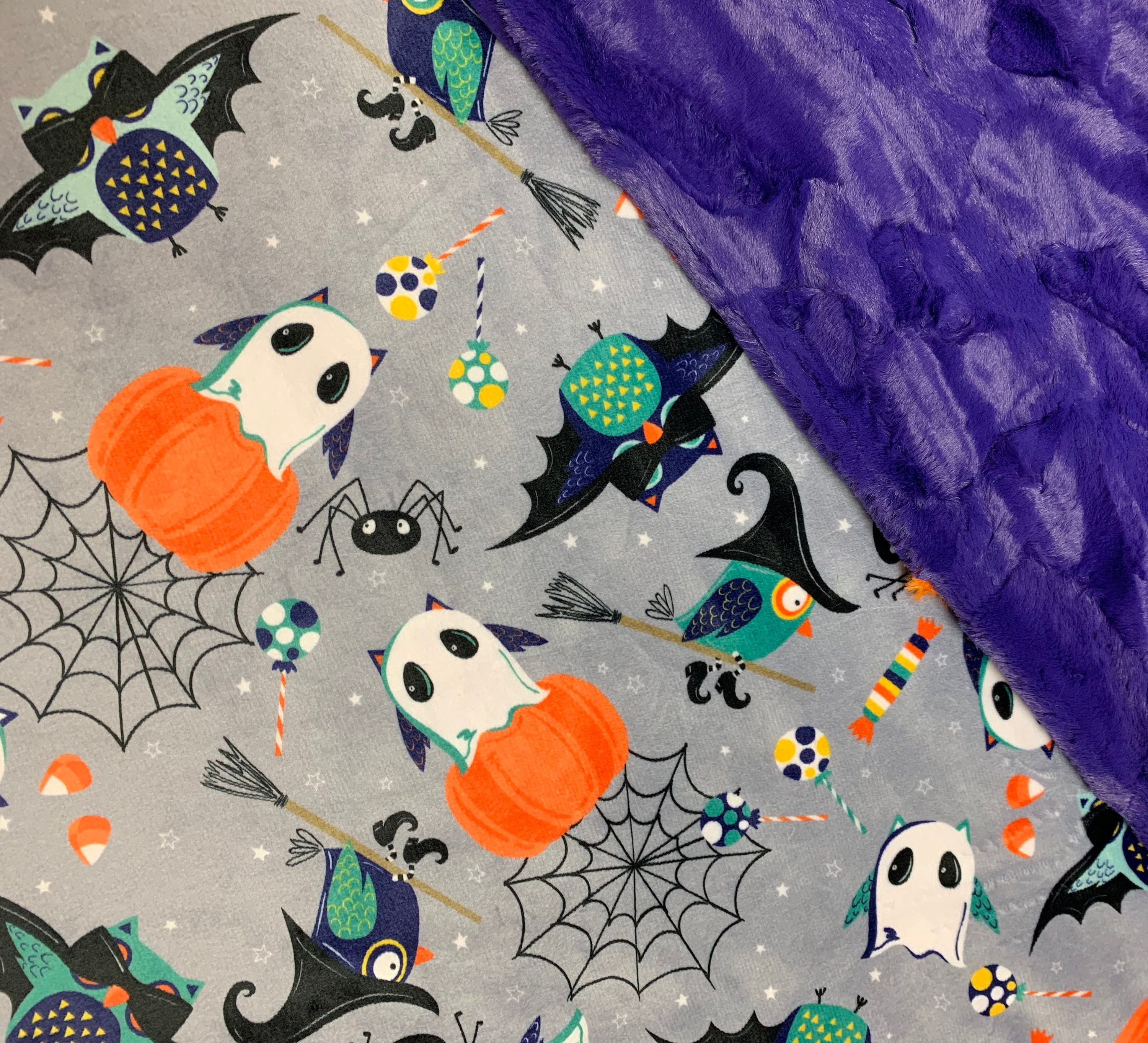 Handmade Luxe Cuddle Halloween Owl Minky Blanket