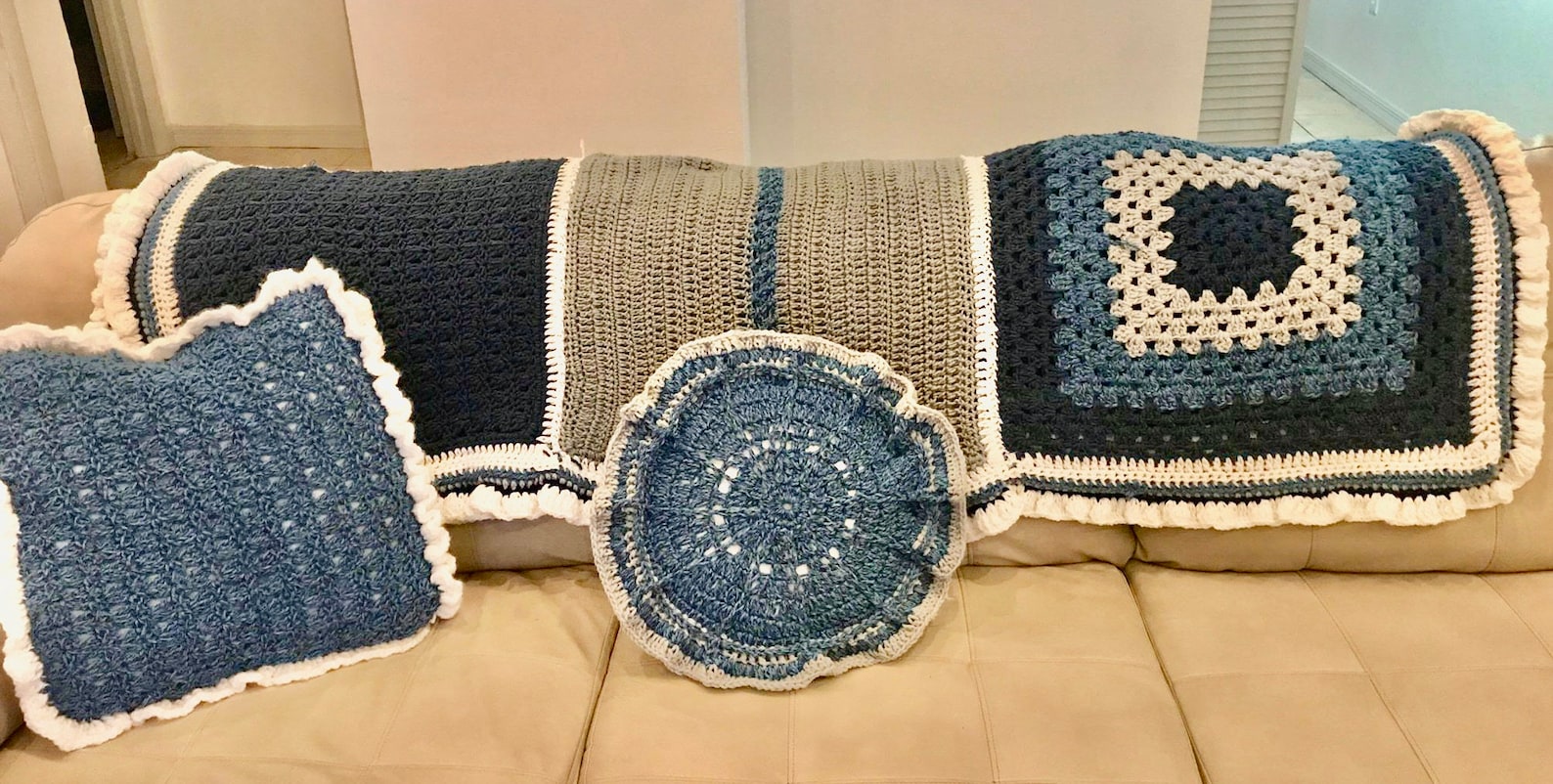 Crochet throw blanket and pillow matching set Etsy