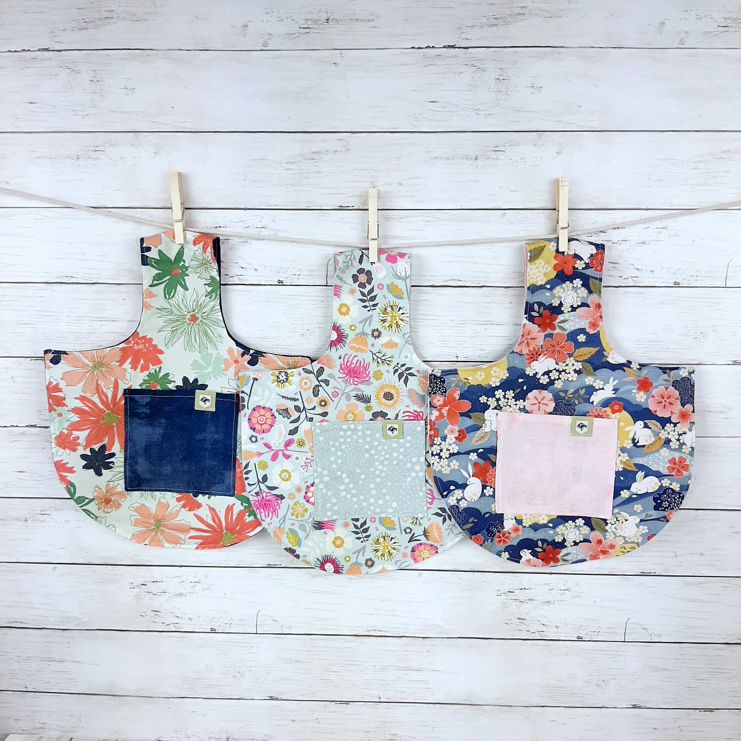 Handcrafted Knitting Crochet Sewing Craft Small Project Wrist Bag - 100% Cotton Pocketed Reversible Various Fabrics