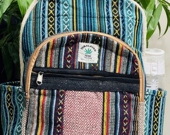 Handmade Hemp Backpack - Natural Colours | Organic, Vegan & Ethical | Pure Hemp Travel Laptop Bag Colourful Rucksack- Hemp bag UK SELLER