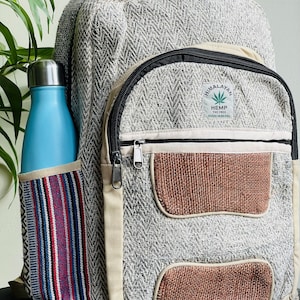 LARGE Himalayan Hemp Backpack with LAPTOP POCKET Nepal Fair Trade Hiking Boho Bag Hippie Backpack Summer Bag, Travel bag Handmade
