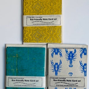 Handmade Paper 5 note card with 5 Envelope Craft Paper Eco-friendly Handmade lokta Paper in Nepal pack of 5 note card set UK seller