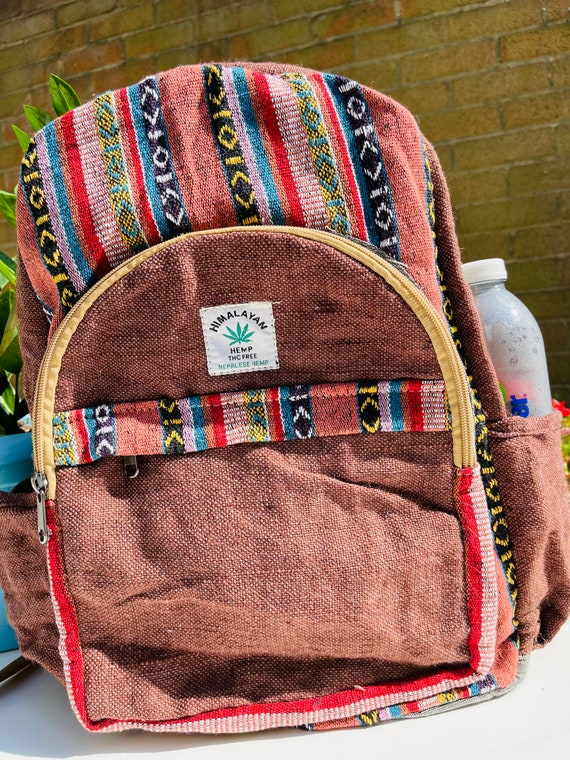 LARGE Himalayan Hemp Backpack With LAPTOP POCKET Nepal Fair - Etsy