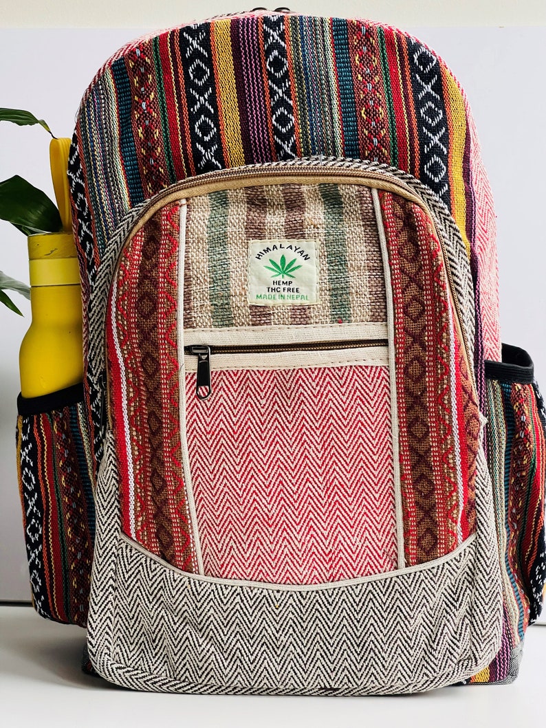LARGE Handmade Hemp Backpack - Natural Colours | Organic, Vegan & Ethical | Pure Hemp Small Bag Colourful Rucksack- Hemp bag UK SELLER HEMP BACKPACK 8
