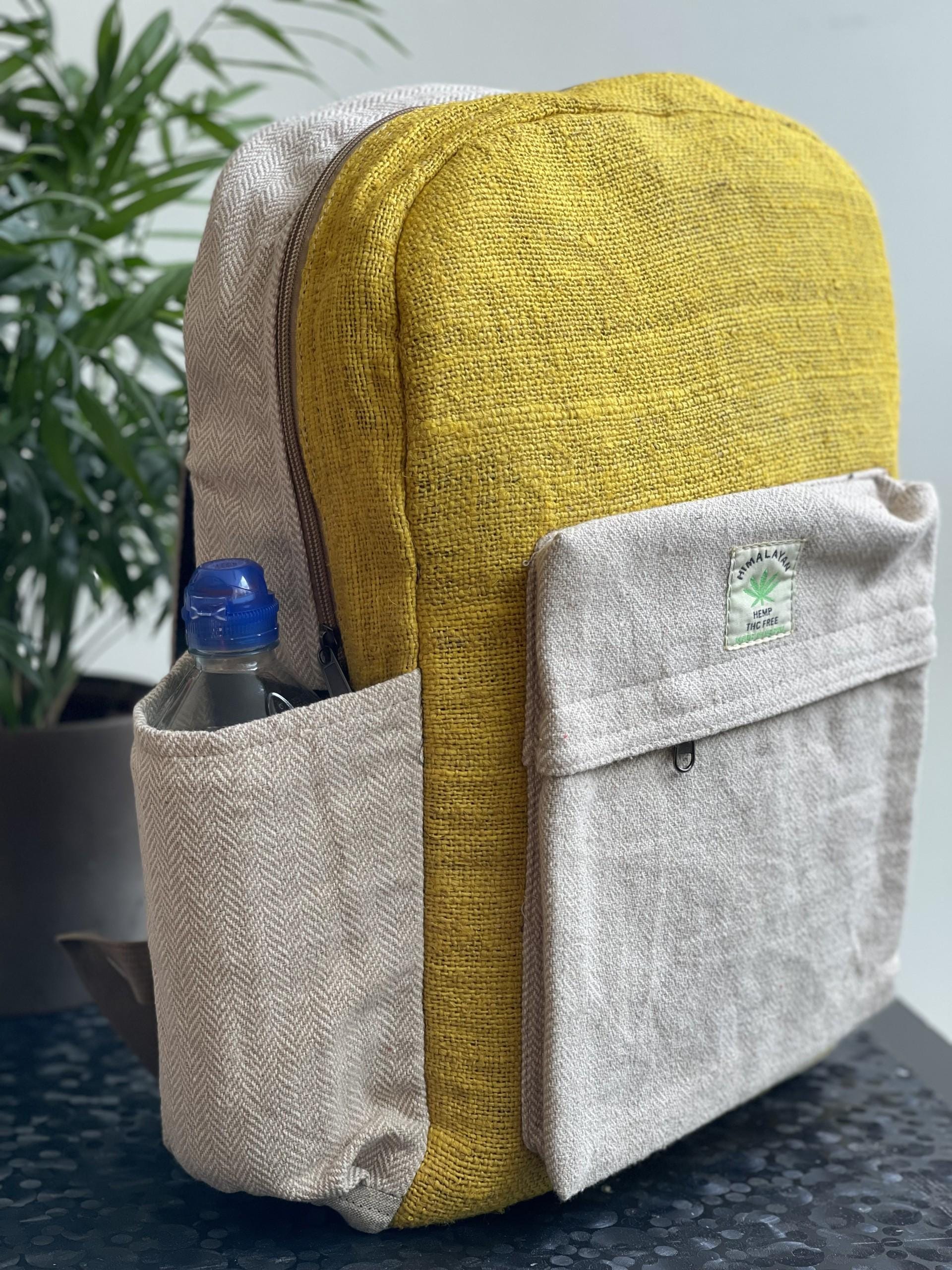 Handmade Hemp Nepal Backpack Multi Pocket Laptop Large KayJayStyles Natural Handmade Large Multi Pocket Hemp Nepal  main image 3