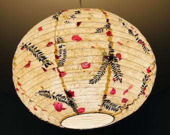 Handmade Paper lamp shades / Lokta Bougainvilliea petal paper lamp shades made in Nepal