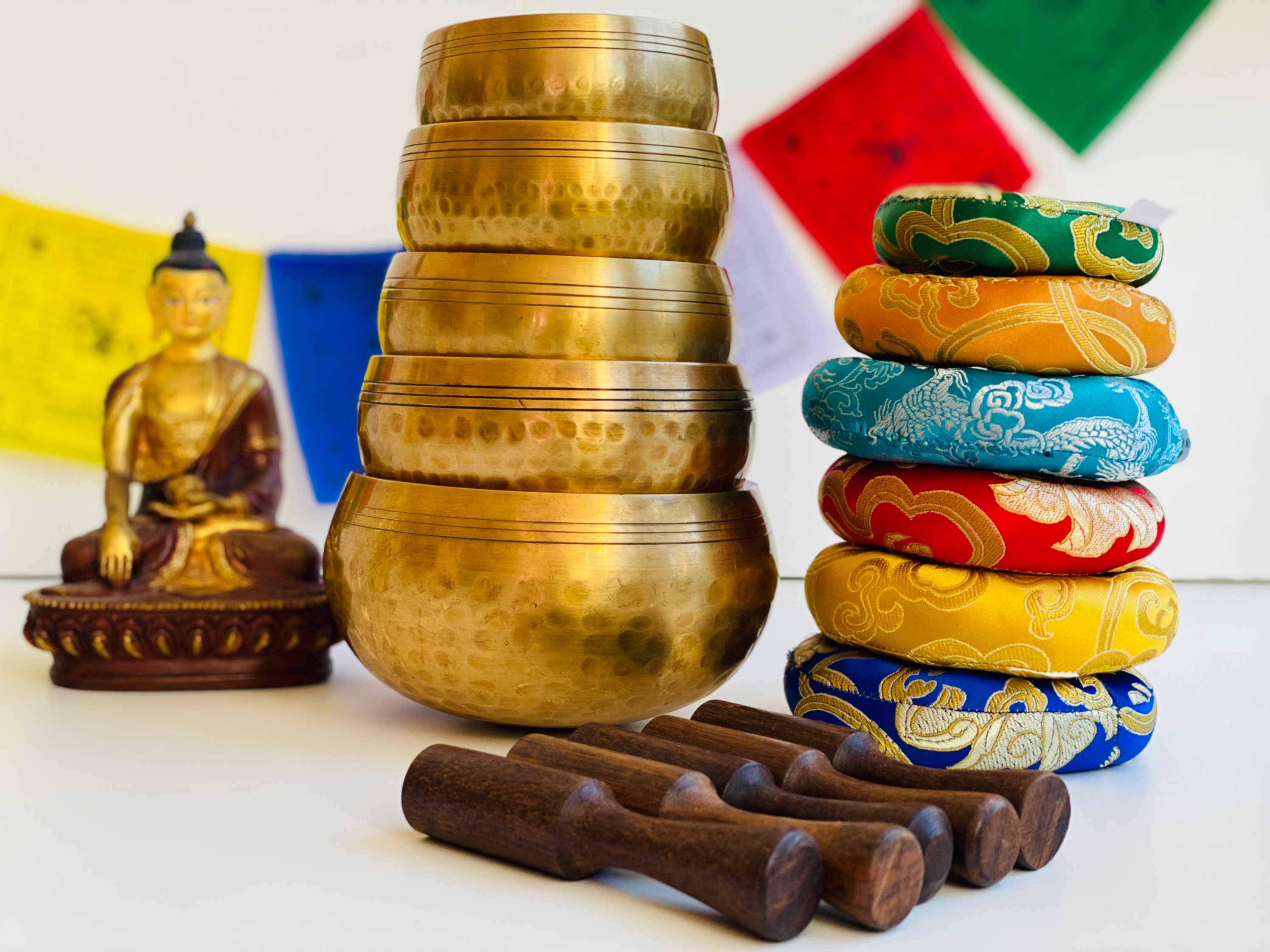 Lot de Bol Chantant Tibétain pour Yoga, Méditation et Détente