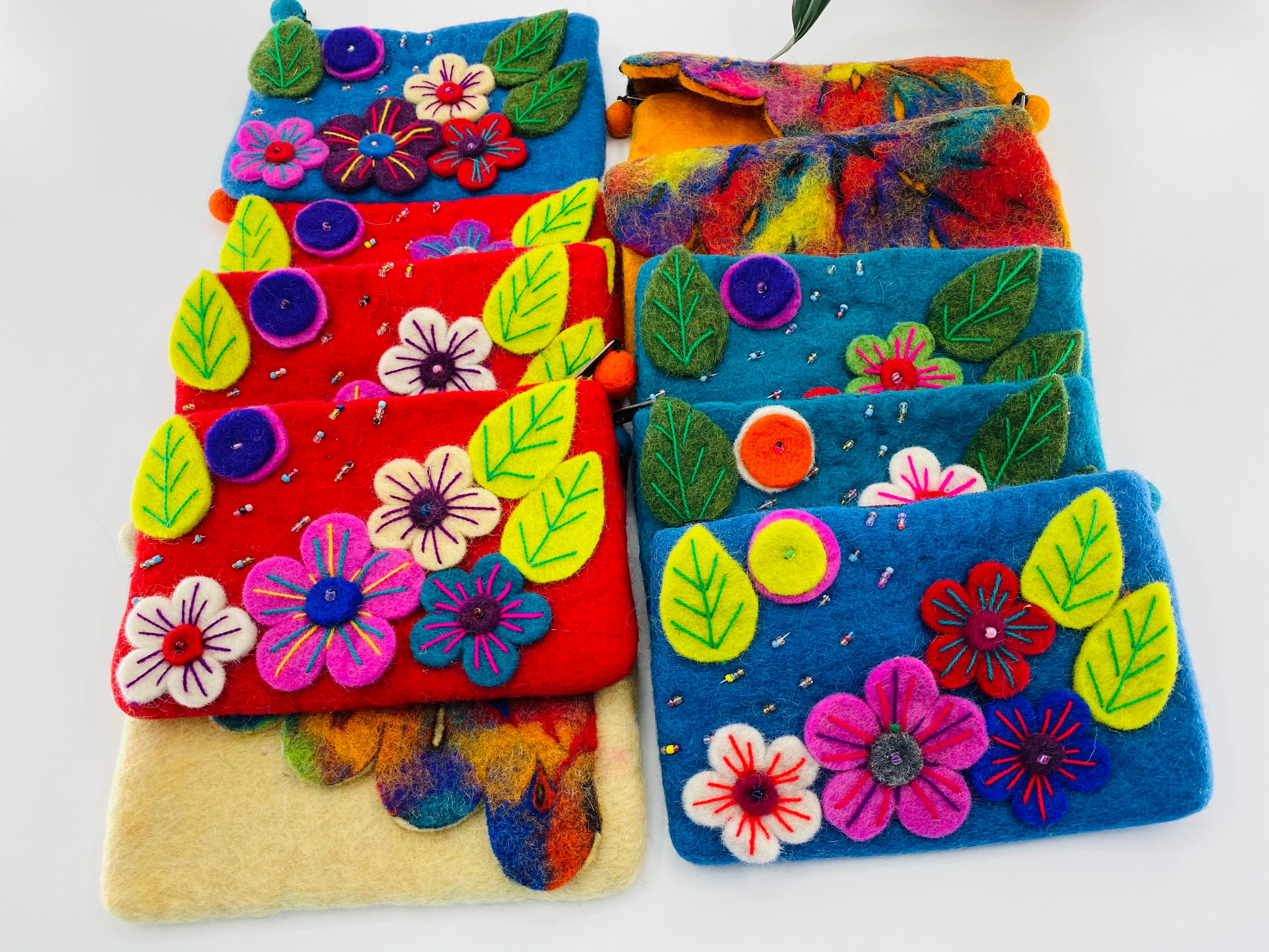 Porte-monnaie (coin Purse) En Feutre De Laine 100% - Design "oiseau" - Marque HWD Hansard Welch - Neuf étiqueté, Fait Au Népal