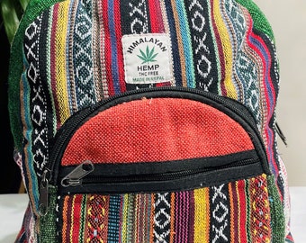 Handmade Hemp Backpack - Natural Colours | Organic, Vegan & Ethical | Pure Hemp Small Bag Colourful Rucksack- Hemp bag UK SELLER