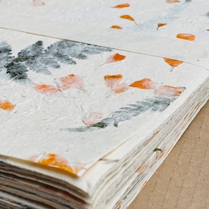 A4 Jacaranda with Marigold Petal Paper — 20 Sheets of Premium Handmade Paper from Nepal. Ideal for crafts, stationery, and creative projects
