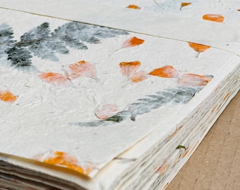 A4 Jacaranda with Marigold Petal Paper — 20 Sheets of Premium Handmade Paper from Nepal. Ideal for crafts, stationery, and creative projects