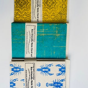 Handgjort papper med 5 kort och 5 kuvert, hantverkspapper, miljövänligt handgjort lokta-papper i Nepal, paket med 5 kort, brittisk säljare bild 9