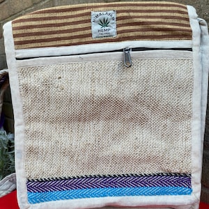 Hemp Backpack Handmade Hemp bag - Natural Colours | Organic, Vegan & Ethical | Pure Hemp Travel Side Bag Colourful Rucksack- Hemp bag UK