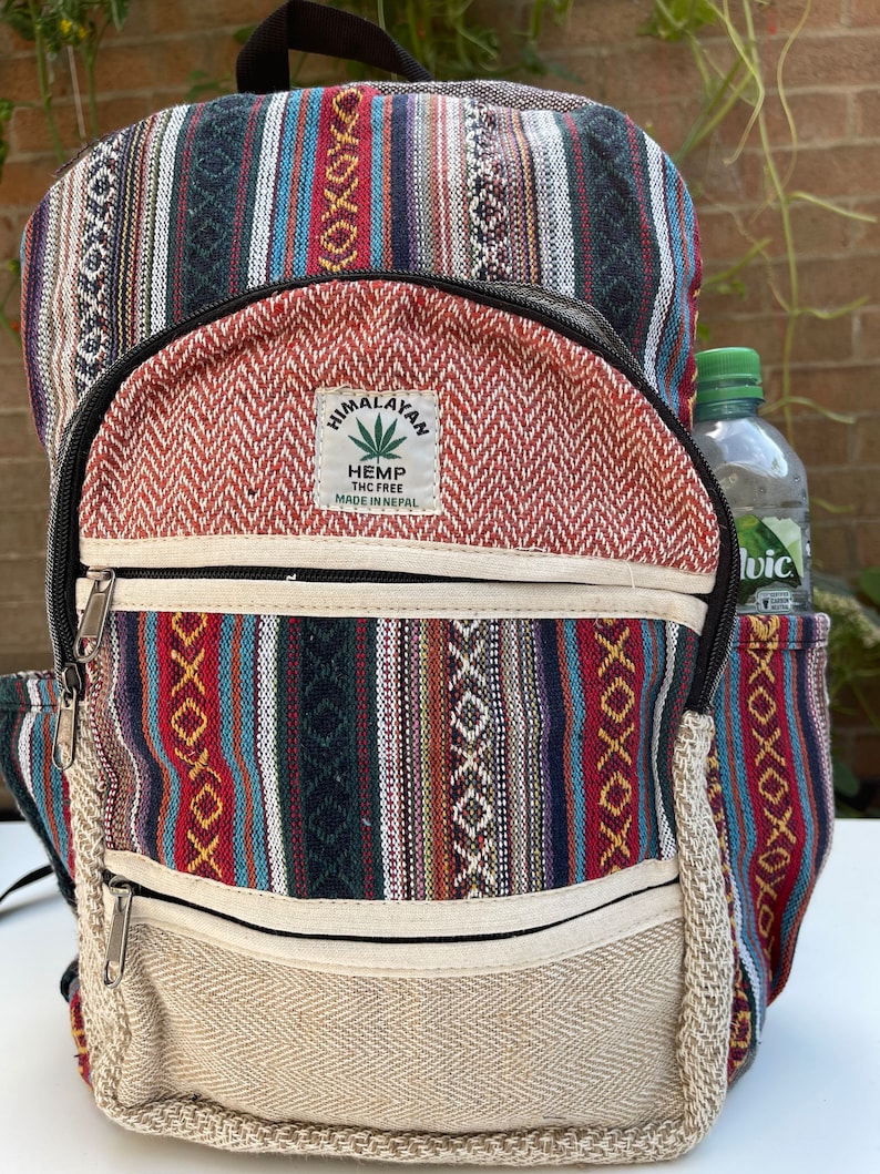 Himalayan Hemp Backpack - Blue Red