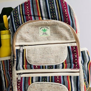 GRAND sac à dos fait main en chanvre - Couleurs naturelles | Biologique, végétalien et éthique | Petit sac à dos coloré en chanvre pur - Sac en chanvre VENDEUR Royaume-Uni