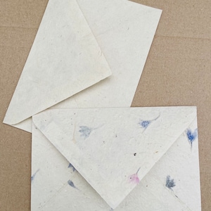 Blue Petal Handmade paper 10 Pack of Envelopes (16cm x 11.5cm)  Invitation envelopes/ Greeting card envelopes- Nepal handmade paper.