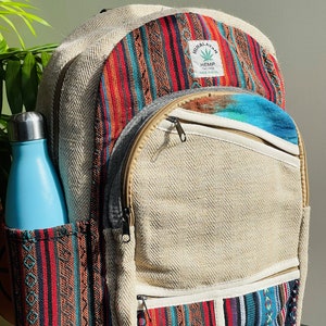 LARGE Himalayan Hemp Backpack with LAPTOP POCKET Nepal Fair Trade Hiking Boho Bag Hippie Backpack Summer Bag, Travel bag Handmade