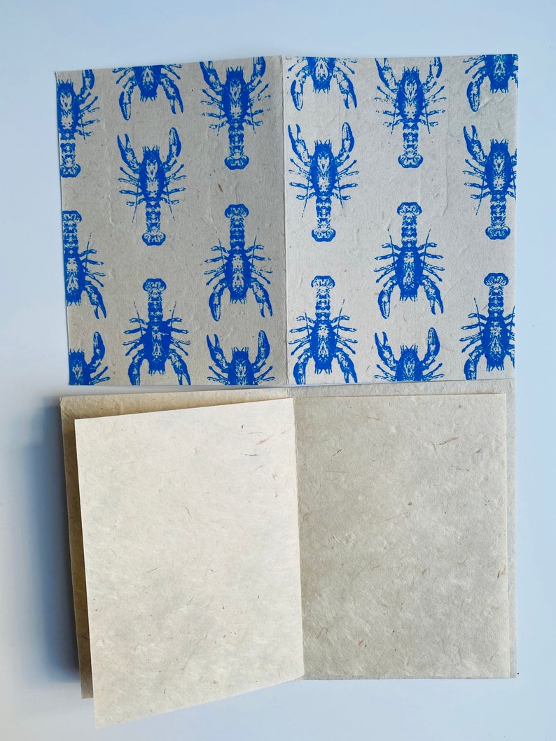 Handgjort papper med 5 kort och 5 kuvert, hantverkspapper, miljövänligt handgjort lokta-papper i Nepal, paket med 5 kort, brittisk säljare SCORPION 5 NOTE CARD