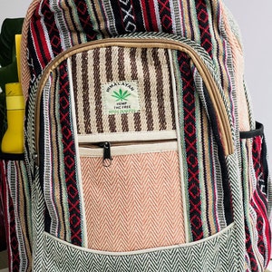 Handgefertigter Hanf Rucksack Naturfarben Bio, Vegan & Ethisch Pure Hanf Reise-Laptoptasche Bunter Rucksack Hanftasche UK SELLER HEMP BAG 10