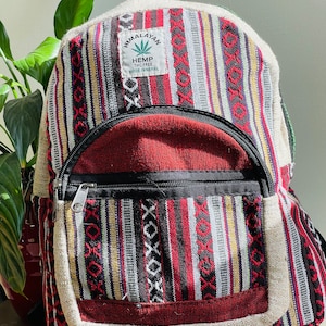 Handgefertigter Hanf Rucksack - Naturfarben | Bio, Vegan & Ethisch | Pure Hanf Kleine Tasche Bunter Rucksack- Hanftasche UK SELLER
