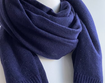 Large oversized soft wool Cashmere wrap, unisex plain Navy Blue merino wool lightweight and super soft cashmere scarf ideal for Gifts