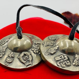 Hand Tuned to Key Austamangal Embossed Tingsha- Tingsha Tibetan Bell (Chimes) -Handmade in Nepal-Best for Meditation yoga UK seller