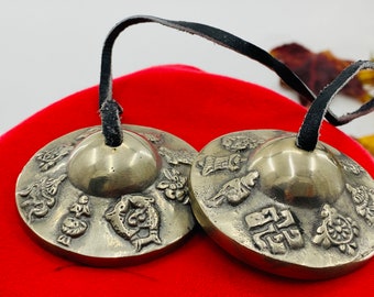 Hand Tuned to Key Austamangal Embossed Tingsha- Tingsha Tibetan Bell (Chimes) -Handmade in Nepal-Best for Meditation yoga UK seller