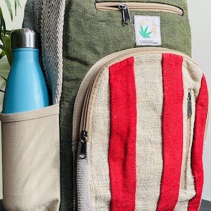 LARGE Himalayan Hemp Backpack with LAPTOP POCKET Nepal Fair Trade Hiking Boho Bag Hippie Backpack Summer Bag handmade