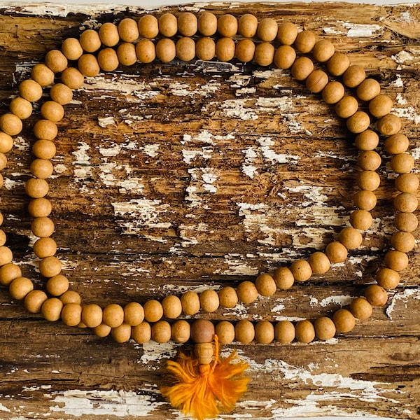 Natürliche Sandelholz, 8mm, 108 Mala Perlen, spirituell, Meditationsperlen, Reiki, Japa Mala, buddhistische Gebetskette, Yoga Armband, Healing Beads