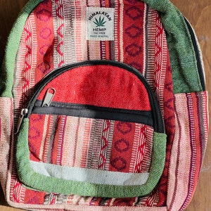 Handmade Hemp Backpack - Natural Colours | Organic, Vegan & Ethical | Pure Hemp Small Bag Colourful Rucksack- Hemp bag UK SELLER image 10