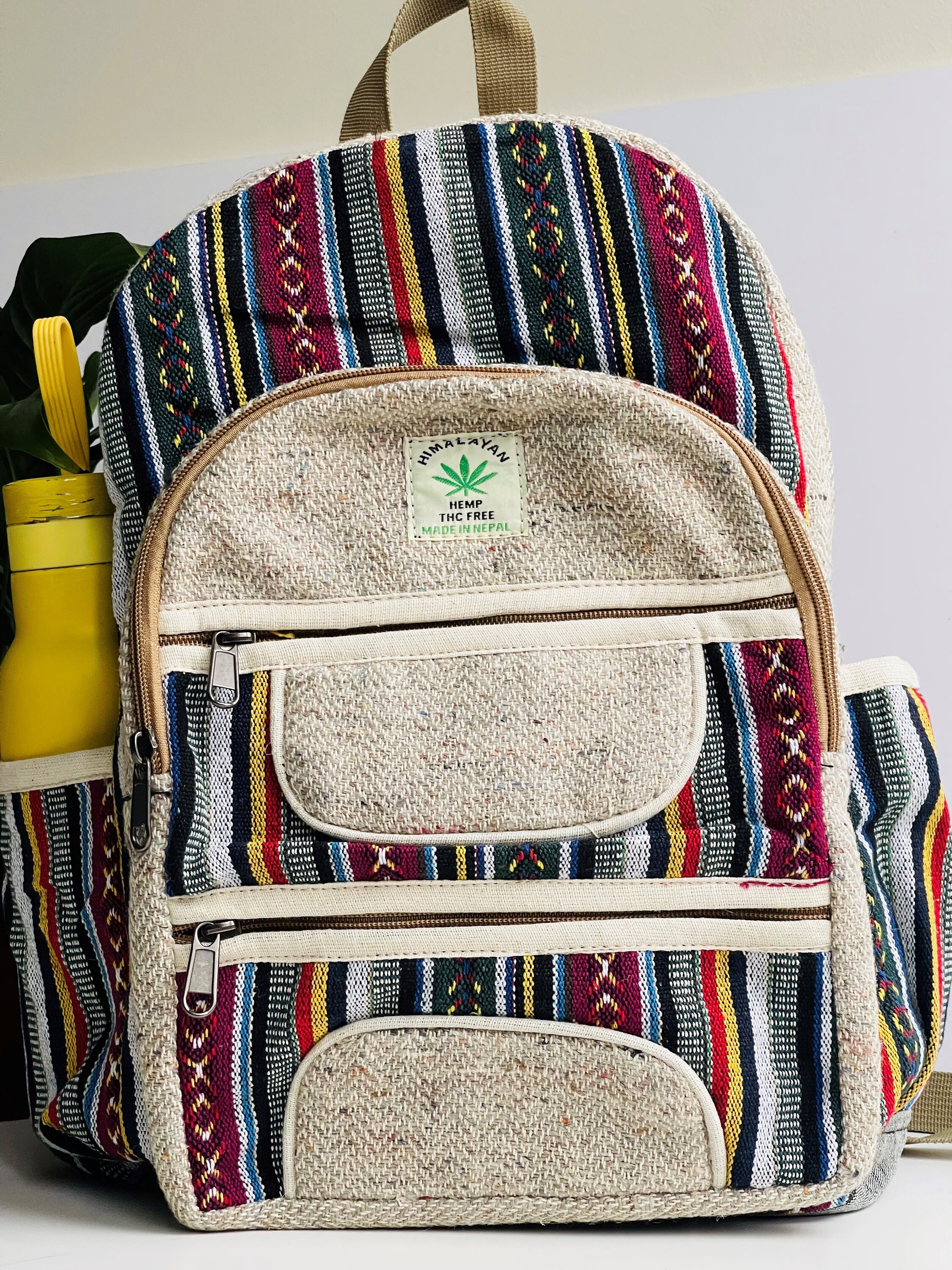 手織りヘンプ使用 大麻 HEMP リュック デイバック USED(L98 Hemp Bag、Bag Pack、Waist Bag、ヒマラヤヘンプ製バックパック
