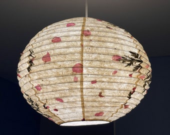 Handmade Paper lamp shades / Lokta Bougainvilliea petal paper lamp shades made in Nepal