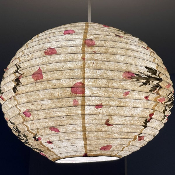 Handmade Paper lamp shades / Lokta Bougainvilliea petal paper lamp shades made in Nepal