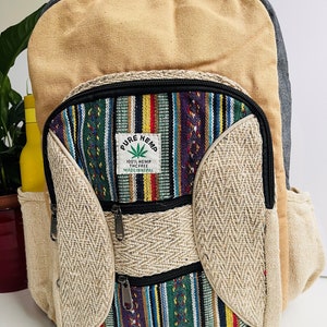 LARGE Handmade Hemp Backpack - Natural Colours | Organic, Vegan & Ethical | Pure Hemp Small Bag Colourful Rucksack- Hemp bag UK SELLER HEMP BACKPACK 10