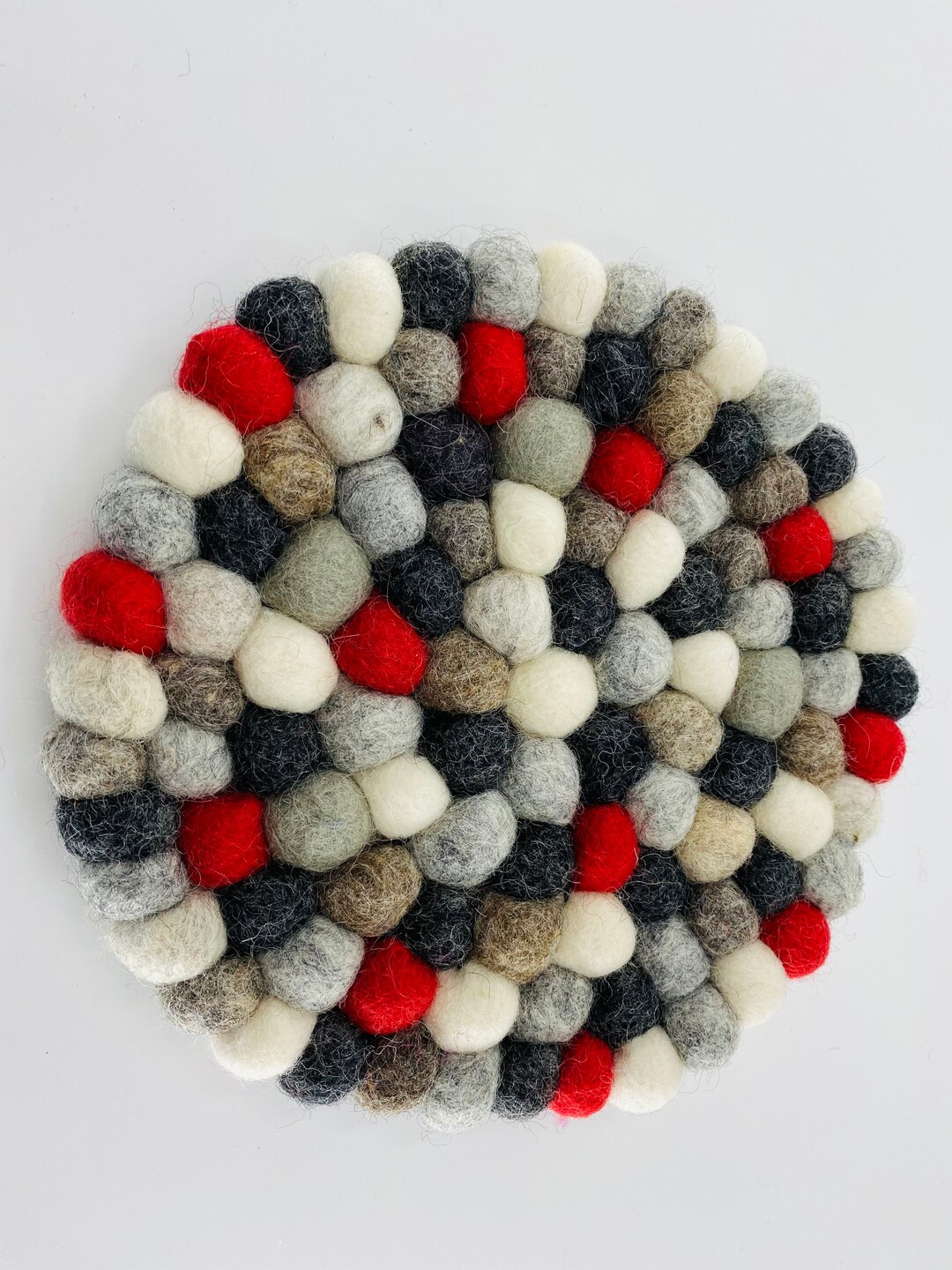 100 Wool Felt Ball Coaster Trivets Handmade Home Decor Etsy