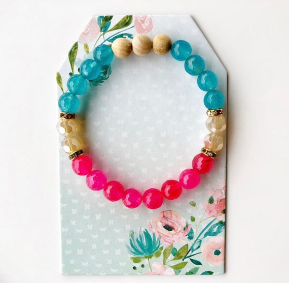 Aromatherapy Bracelet Yoga Jewelry Natural Gemstone Good Luck Bracelet Colorful Mixed Jade Gemstone Diffuser Bracelet Gift For Her