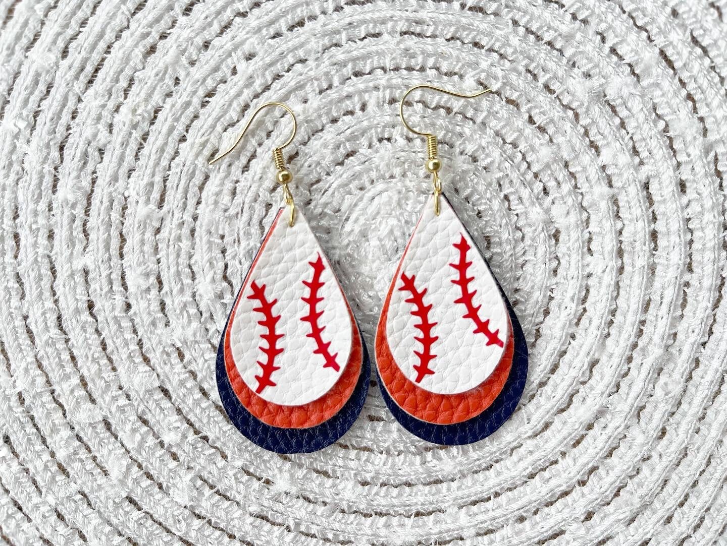 Baseball Earrings Faux Leather Earrings Baseball Mom Etsy