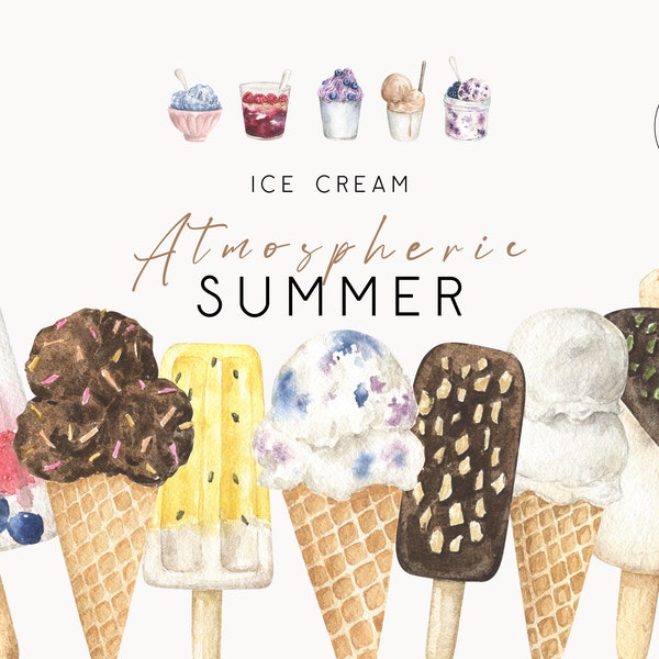 Watercolor Ice Cream Clipart Glaze Popsicle Chocolate Caramel Fruit Fresh Lolly Ice Confectionery Dessert Berry Sublimation clip art png