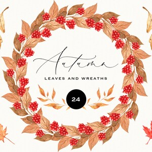 Aquarelle feuilles d'automne Clipart couronne d'automne feuillage Branches cadre floral confortable Thanksgiving sublimation faire-part de mariage clipart png