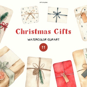 Aquarell Weihnachten Geschenkbox Clipart Winter Urlaub Elemente Geschenk Basteln Aquarell Xmas Geschenk Candy Clipart PNG Digital Download