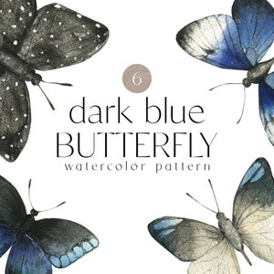 Dunkel blau Schmetterling Clipart Aquarell Insekt Baby dusche Frühling romantische Hochzeit Einladung Greeting Card Sublimation Clipart png