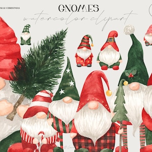 Clipart Noël aquarelle gnomes d'hiver Noël scandinave arbre de Noël jouet sublimation clipart png