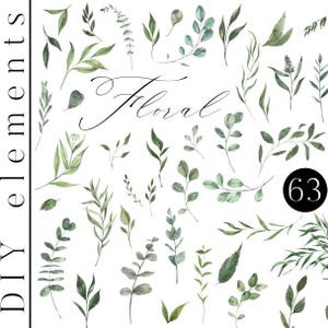 Aquarelle eucalyptus feuillage vert émeraude lumineux verdure floral feuilles branche pour faire-part de mariage clipart png