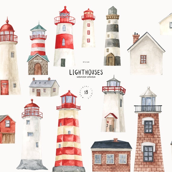 Lighthouses Clipart Watercolor Sea House Png Nautical Architecture Travel Illustration Coast Building Beach Ocean Radar Sublimation png