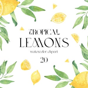 Zitronen Aquarell Clipart Citrus Hochzeit Kunst Botanische Drucke Zitrone Komposition Aquarell Tropischer Blumenstrauß Clipart PNG