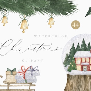 Watercolor Christmas Snowball Houses Cute Snowman Winter Frame Greenery Wreath Pine Twigs Tree Cozy Home Sleigh clipart png