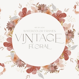 Aquarelle fleurs sauvages bohèmes cadre Clipart fleurs séchées cadre carte de mariage logo floral couronnes carte numérique sublimation clipart png