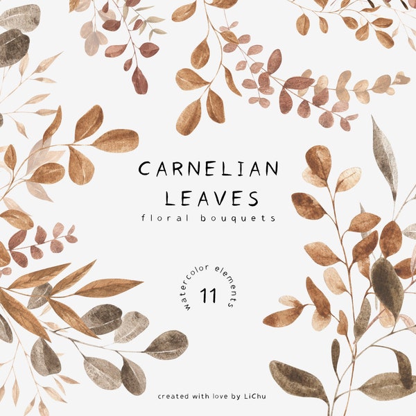 Watercolor Bronze Eucalyptus Clipart Brown Leaves Bouquets Fall Leaf Monochrome Foliage Autumn Branch Floral Arrangements Wedding Invite Png