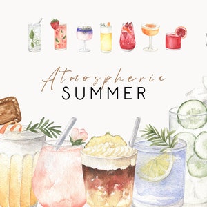 Clipart di cocktail ad acquerello Miscela di bevande tropicali Succo Alcol Aperol Gin Liquore Vodka Tequila Rum Menu del bar Logo Cucina Sublimazione png